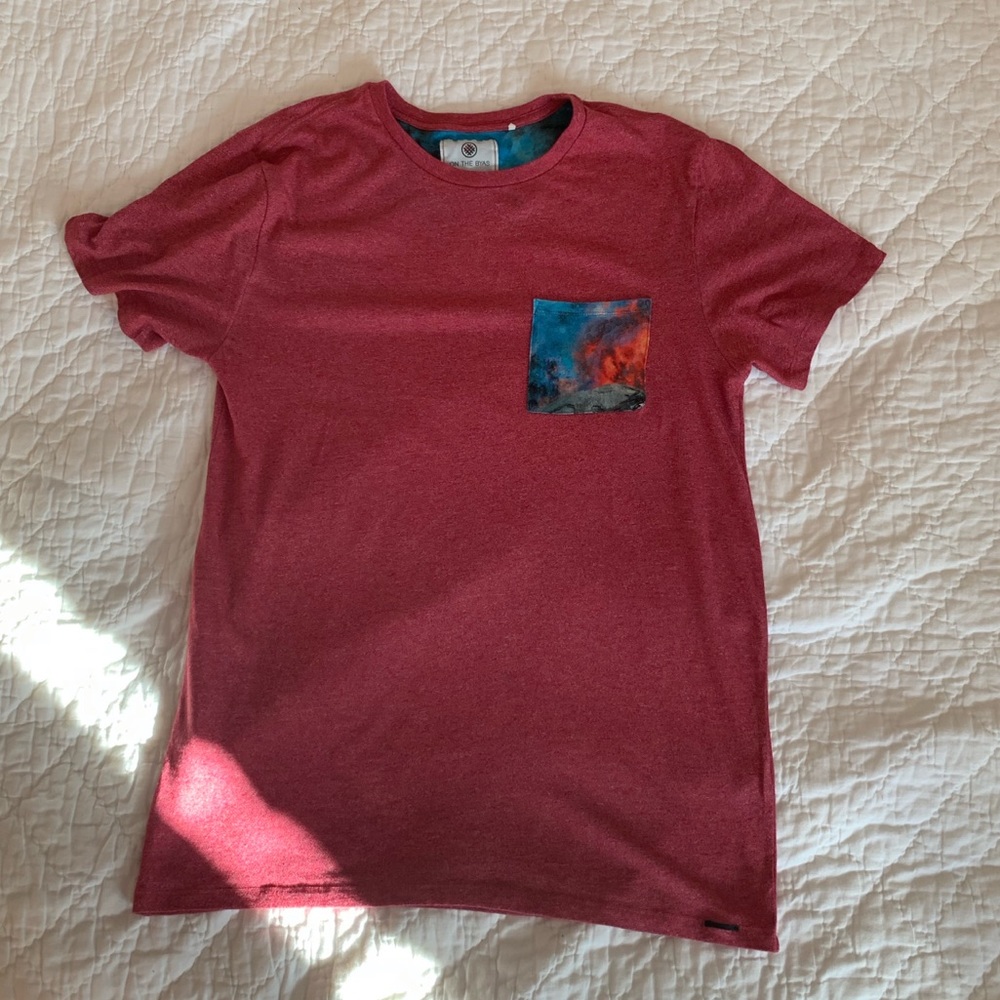 On the Byas red tie dye pocket short sleeve tee
